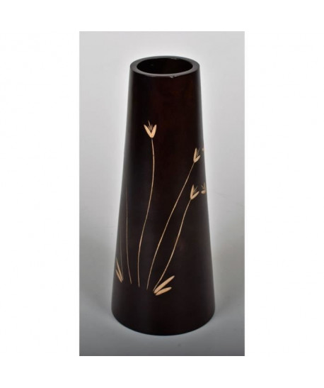 ETHNIQUE Vase décoratif en bois de manguier  H30 x Ř 7 cm  Marron