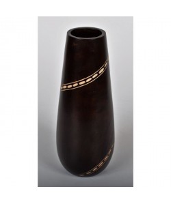 ETHNIQUE Vase décoratif en bois de manguier  H30 x Ř 5 cm  Marron