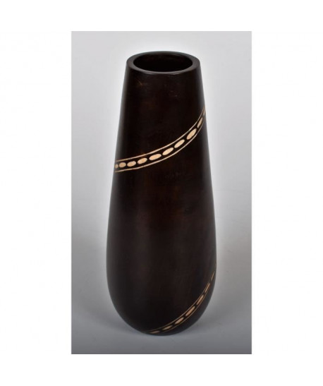 ETHNIQUE Vase décoratif en bois de manguier  H30 x Ř 5 cm  Marron