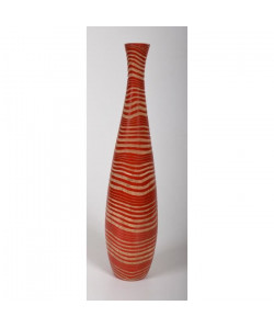 ETHNIQUE Vase décoratif en bois de manguier  H 56 cm  Zébré en spirales