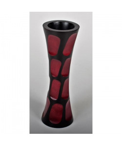 ETHNIQUE Vase décoratif en bois de manguier  H30 x Ř 10 cm  Noir et rouge
