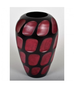 ETHNIQUE Vase décoratif en bois de manguier  H30 x Ř 20 cm  Noir et rouge
