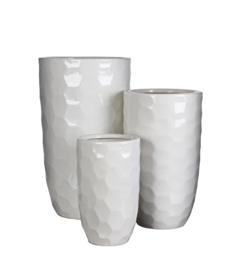 MICA Vase Diamond ronde  Blanc set de 3  45 xŘ26 cm