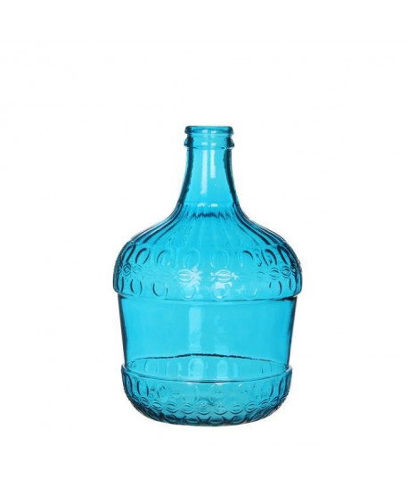 MICA DECORATIONS Vase Déco Diego Bleu En Verre  H40 x d27 cm