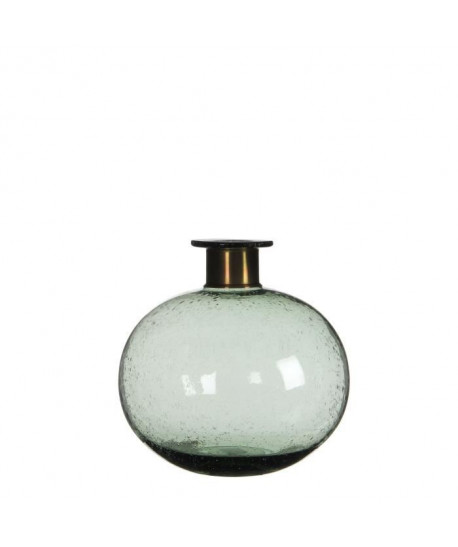 MICA DECORATIONS Vase Déco Vert Et Doré  H29,5 x d15,5 cm