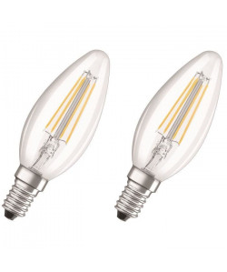 OSRAM Lot de 2 Ampoules LED E14 flamme claire 4 W équivalent a 40 W blanc chaud