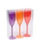 Lot de 3 flutes a champagne acrylique  Violet / Orange / Rouge