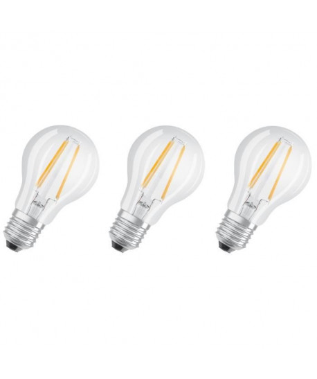 OSRAM Lot de 3 Ampoules LED E27 standard claire 7 W équivalent a 60 W blanc chaud