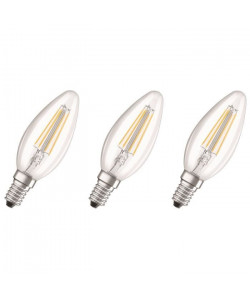 OSRAM Lot de 3 Ampoules LED E14 flamme claire 4 W équivalent a 40 W blanc chaud