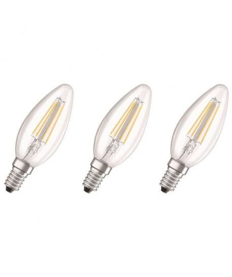 OSRAM Lot de 3 Ampoules LED E14 flamme claire 4 W équivalent a 40 W blanc chaud