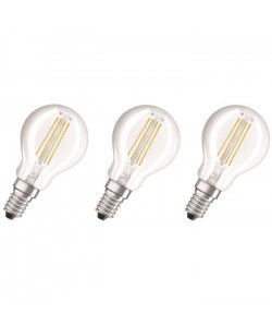 OSRAM Lot de 3 Ampoules LED E14 sphérique claire 4 W équivalent a 40 W blanc chaud