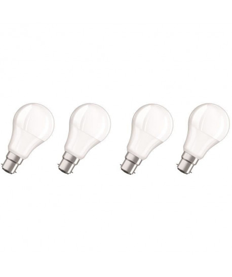 OSRAM Lot de 4 Ampoules LED B22 standard dépolie 9 W équivalent a 60 W blanc chaud