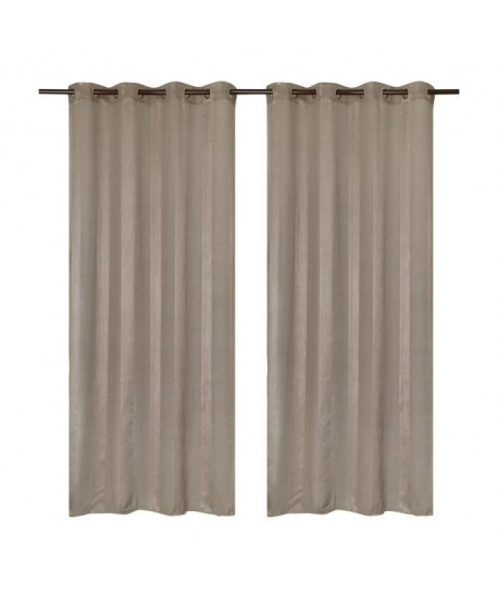 Paire de voilages a rayures verticales en fil de lin Linen Stripes 140x240 taupe