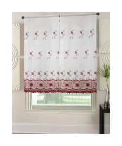 Paire de voilages macramé fleurs 60x120 cm rouge