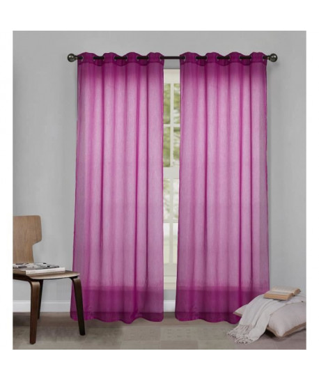 Paire de voilage 140x260 cm Fushia