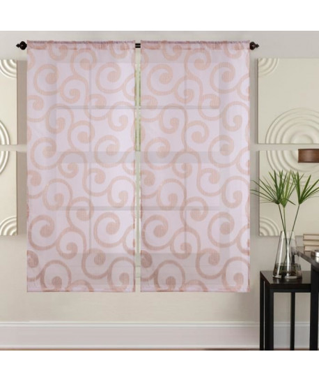 WAVE Paire de vitrage 60x160 cm Rose