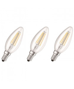 OSRAM Lot de 3 Ampoules LED E14 flamme claire 4 W équivalent a 40 W blanc froid