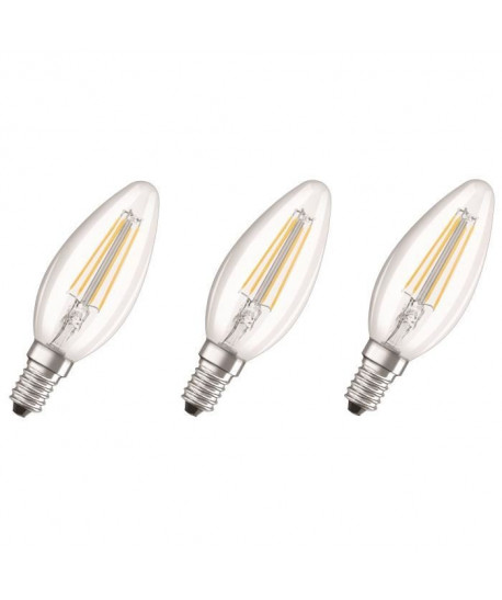 OSRAM Lot de 3 Ampoules LED E14 flamme claire 4 W équivalent a 40 W blanc froid