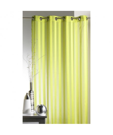 REFLET Voilage Tisse Rayures  Vert Anis  H 140 x L 250 cm