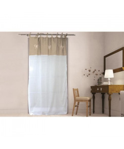 SOLEIL D\'OCRE Voile a nouettes brodé EMILIE  135x250cm  Coton Taupe