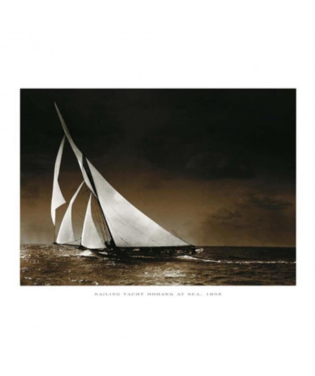 PLAGE Affiche papier Sailing Yacht Mohawk at Sea,1895  24x30 cm