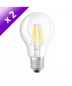 OSRAM Lot de 2 Ampoules filament LED E27 6 W équivalent a 60 W blanc chaud
