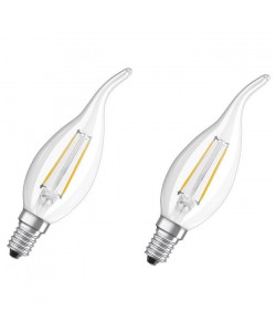 OSRAM Lot de 2 Ampoules LED E14 flamme coup de vent 2 W équivalent a 25 W blanc chaud