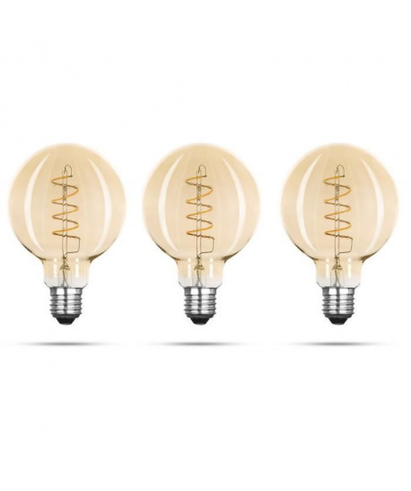 XQLITE Lot de 3 ampoules filament LED E27 globe 2,5 W équivalence 15 W XQ1708