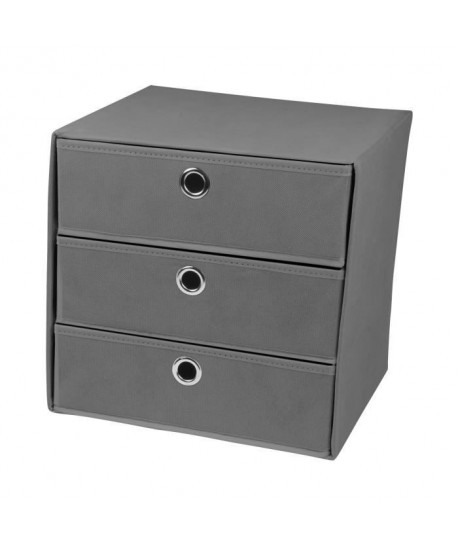 Cube de rangement intissé 3 tiroirs 31x29x31 cm Gris