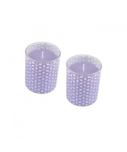 Lot de 2 bougies verrine parfumée lavande H 7,4 cm Violet