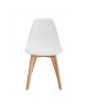 SACHA Chaise de salle a manger blanc  Pieds en bois hévéa massif massif  Scandinave  L 48 x P 55 cm