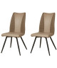 ROUVENE Lot de 2 chaises de salle a manger en métal  Simili et tissu taupe  Contemporain  L 45 x P 43 cm