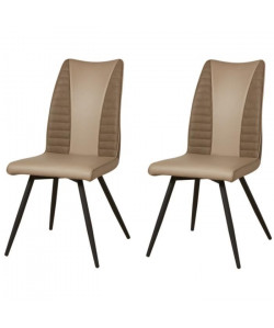 ROUVENE Lot de 2 chaises de salle a manger en métal  Simili et tissu taupe  Contemporain  L 45 x P 43 cm