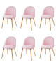 MACARON Lot de 6 chaises de salle a manger  Tissu rose pastel  Scandinave  L 50 x P 50 cm