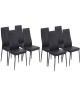 MAT Lot de 8 chaises de salle a manger en simili noir