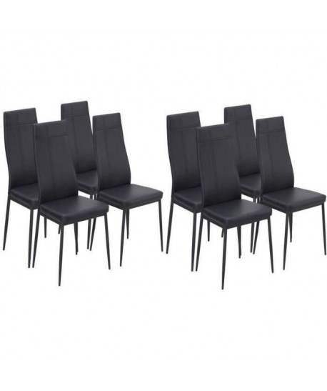 MAT Lot de 8 chaises de salle a manger en simili noir