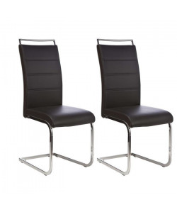 DYLAN Lot de 2 chaises de salle a manger  Simili noir  Contemporain  L 42,5 x P 56 cm