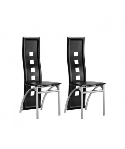 EIFFEL Lot de 2 chaises de salle a manger  Simili noir  Style contemporain  L 50 x P 53 cm