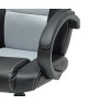 DRIFT Fauteuil de bureau gaming design baquet  Simili noir et tissu gris  Style contemporain  L 50 x P 42.5 cm
