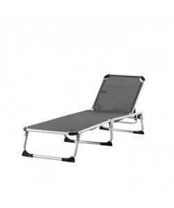 BEAU RIVAGE Chaise longue aluminium et textilene Monoi  Gris