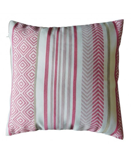 O\'CBO Coussin déhoussable BRISE 52x52 cm  Rose et blanc