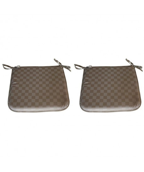 O\'CBO Lot de 2 Galettes de chaises DAMIER 39x39 cm  Taupe