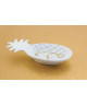 Porte savon Bora en céramique  Forme ananas  18,5x10x2,7 cm  Blanc