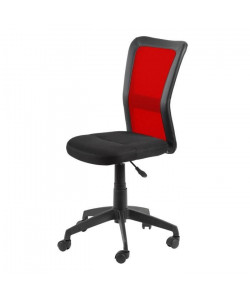 GILL Chaise de bureau  Tissu noir et rouge  Style contemporain  L 55 x P 56 cm