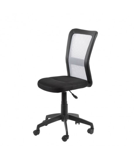 GILL Chaise de bureau  Tissu noir et blanc  Style contemporain  L 55 x P 56 cm