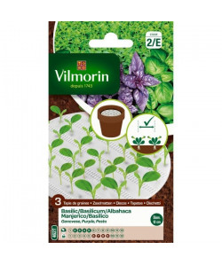 VILMORIN Tapis graines trio de Basilic  3 x Ř10 cm