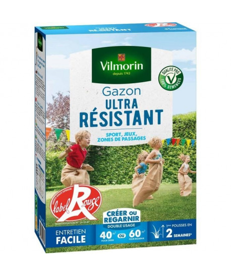 VILMORIN Semences de gazon ultrarésistant Label Rouge  1 kg