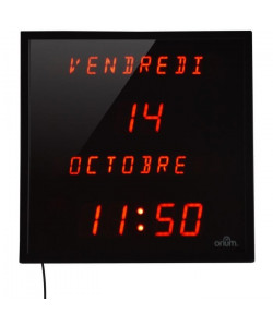 ORIUM Horloge LED a date digitale  28x28 cm  Noir