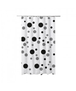 FRANDIS Rideau de douche en PVC pois gris et noir