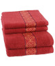 JULES CLARYSSE Lot de 2 draps de bain  2 serviettes de toilette ORIENTAL  Rouge